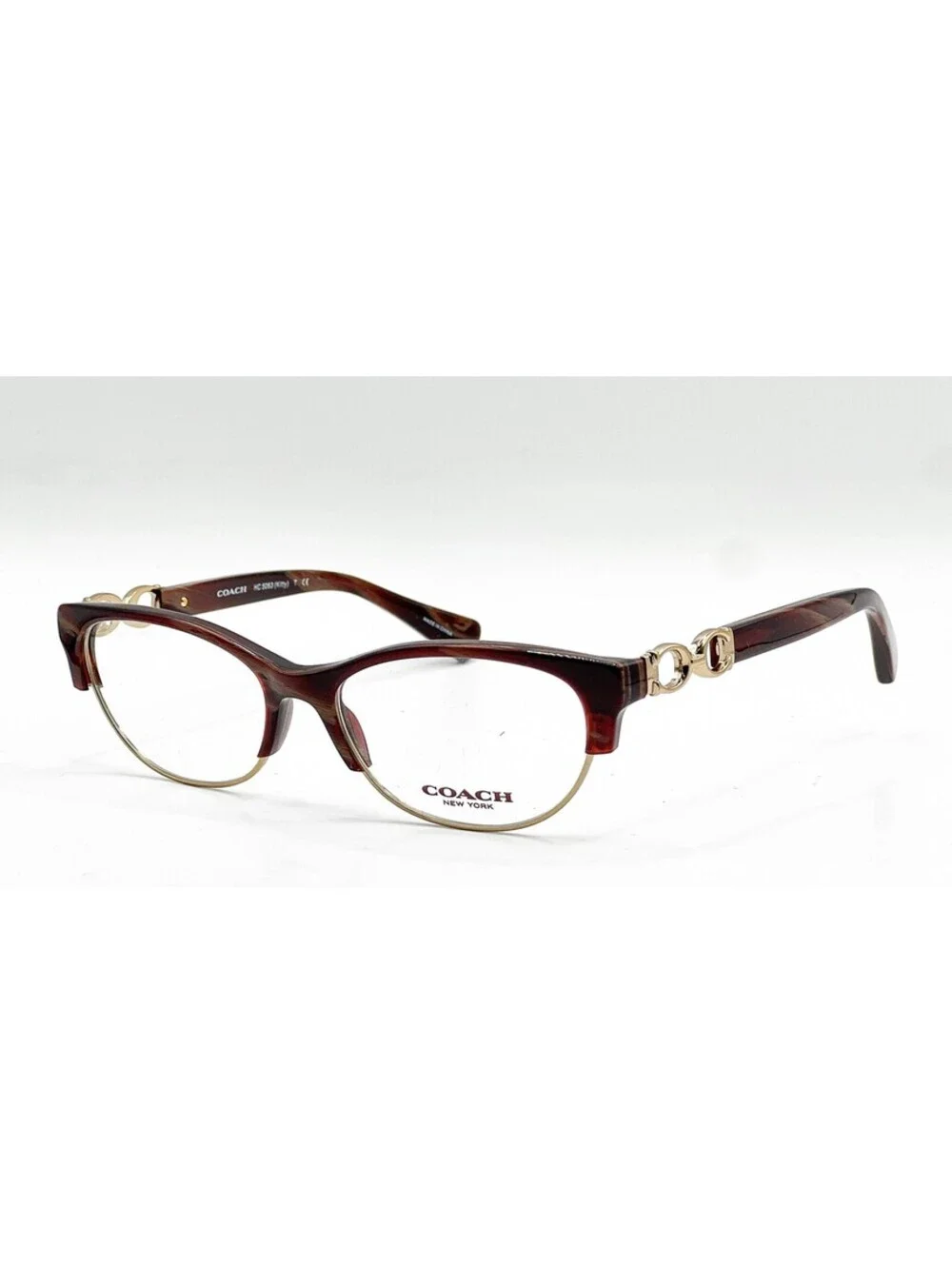 Coach HC 5063 5271 Burgundy Horn Gold Cat Eye Eyeglass Frames 51-16-135